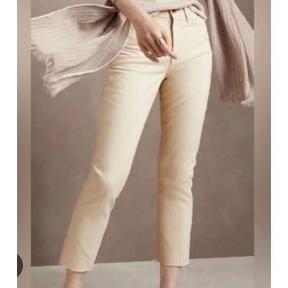 Banana republic high rise straight raw hem cream jeans size 27p - Picture 1 of 13